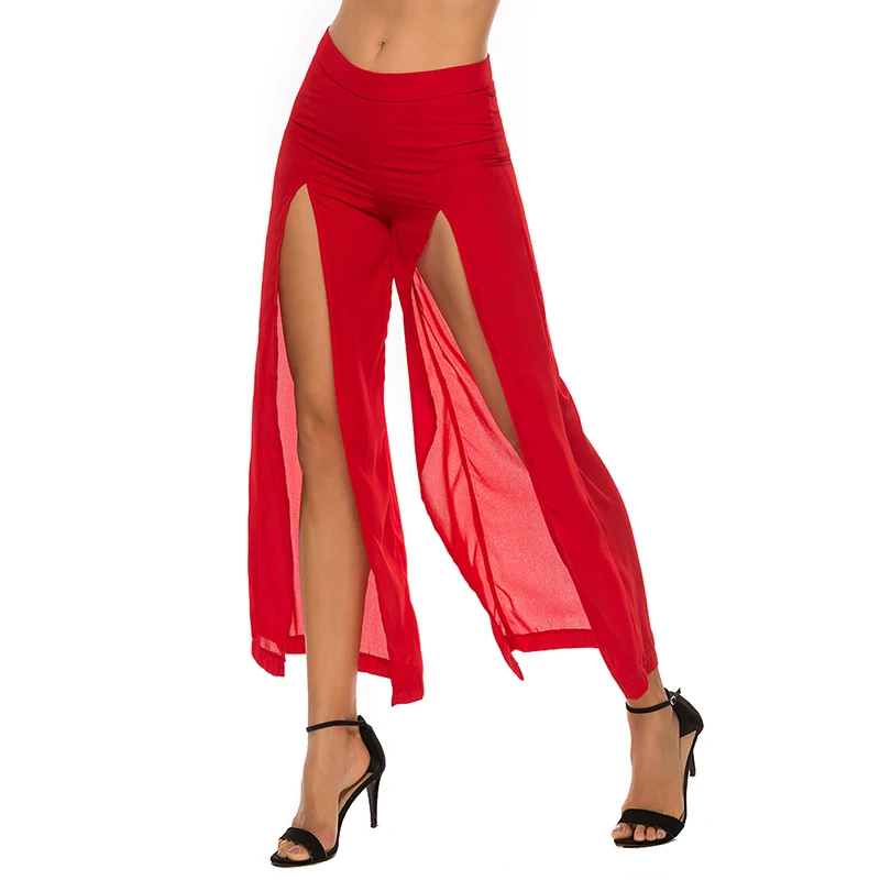 Women Mid Waist Slit Wide Leg Pants Fashion Office Ladies Long Pants Casual Streetwear Work Black Pants Trousers 
Women Mid Waist Slit Wide Leg Pants Fashion Office Ladies Long Pants Casual Streetwear Work Black Pants Trousers