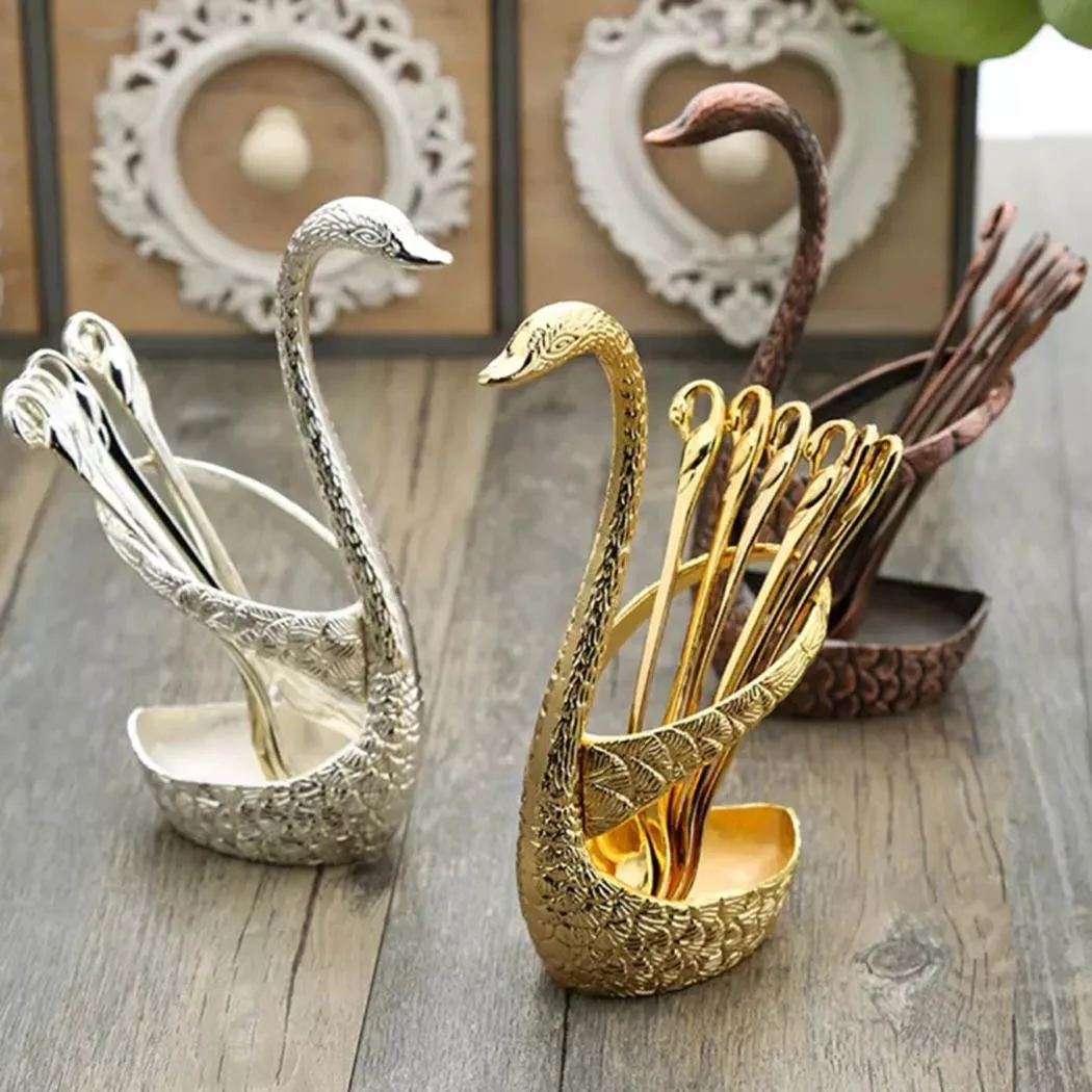 Swan Fruit Base Holder 7Pcs Forks Set Stainless Steel Salad Dessert Forks Coffee Spoon Cake Tableware Flatware Kitchen Tool
Swan Fruit Base Holder 7Pcs Forks Set Stainless Steel Salad Dessert Forks Coffee Spoon Cake Tableware Flatware Kitchen Tool