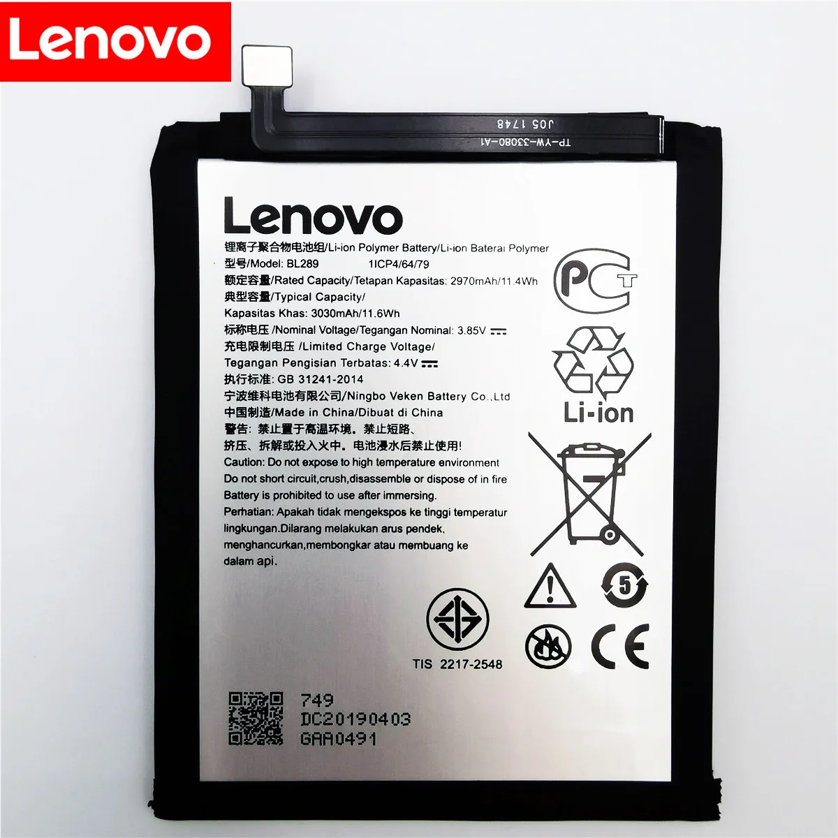 100% оригинальный новый BL289 для Lenovo K5 Play L38011 3030 мАч аккумулятор высокого качества