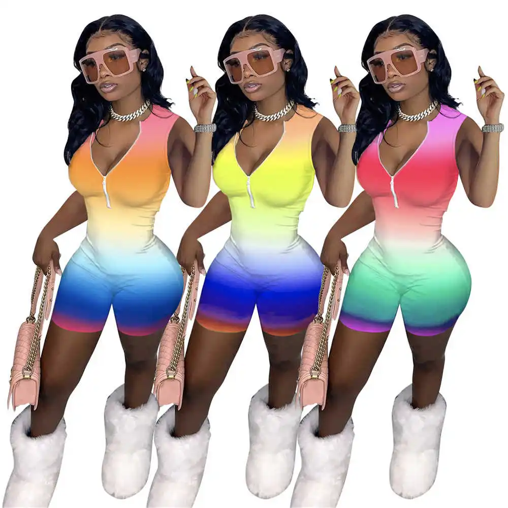 Colorful Print Sexy Rompers Playsuit Summer Clothes for Women Clubwear Zip V-neck Sleeveless Bodycon Jumpsuit Shorts Bodysuits
Colorful Print Sexy Rompers Playsuit Summer Clothes for Women Clubwear Zip V-neck Sleeveless Bodycon Jumpsuit Shorts Bodysuits