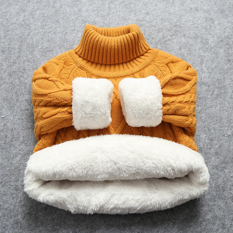 Children Sweater Autumn Winter Girls Boys Casual Cotton Thick Pullover Tops Kids Plus Velvet Knitted Cardigan | Мать и ребенок