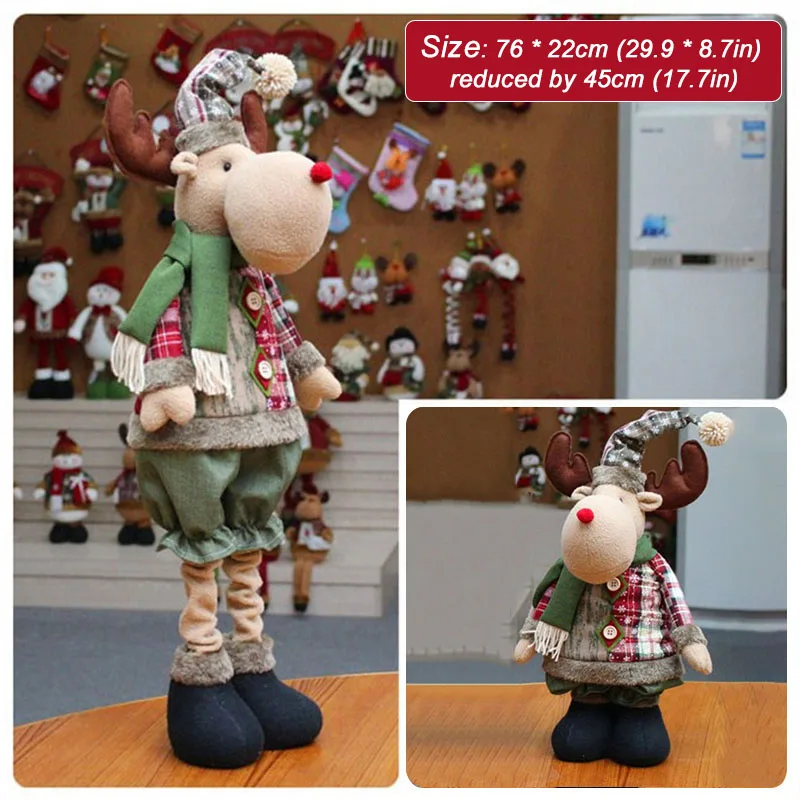

76cm Christmas Plush Figurine Cute Large Standing Plush Doll with Retractable Legs For Home Office Decoration GRSA889