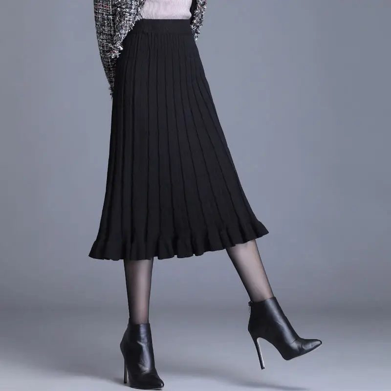 Women 2022 Autumn Winter Casual Knitted Midi Skirt Female A-line High Waist Pleated Skirt Elegant Skirts Faldas Femme Jupes D45
Women 2022 Autumn Winter Casual Knitted Midi Skirt Female A-line High Waist Pleated Skirt Elegant Skirts Faldas Femme Jupes D45