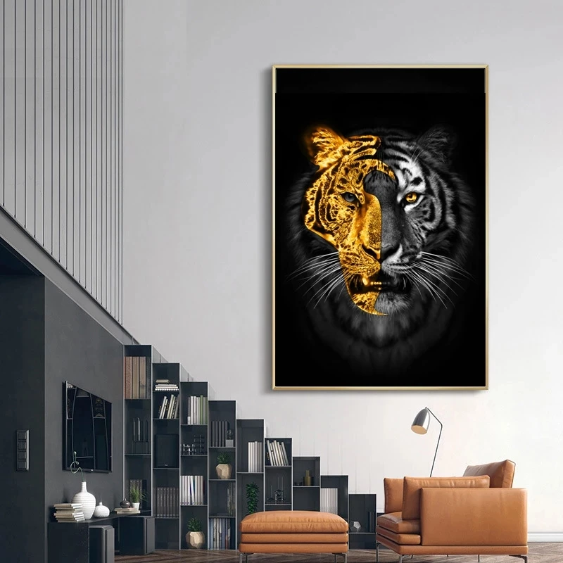Gold Black Tiger Paintings Wall Pictures for Living Room Decor Art Canvas Posters Prints Home Cuadros Unframed
Gold Black Tiger Paintings Wall Pictures for Living Room Decor Art Canvas Posters Prints Home Cuadros Unframed
