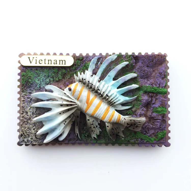 

QIQIPP Vietnam Nha Trang Deep Dive Tourist Souvenir Tropical Lionfish Magnetic Sticker Fridge Sticker Creative Hand Gift