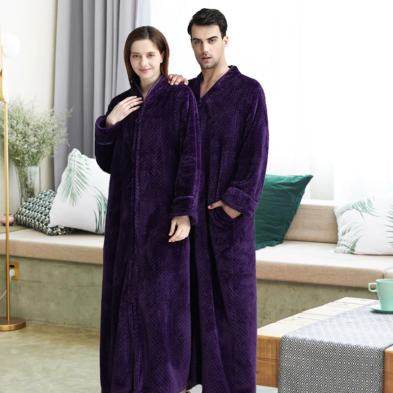 

Банные халаты, женская ночная рубашка, фланелевая утепленная длинная ночная рубашка, пижама для пары, домашний халат, длинный халат