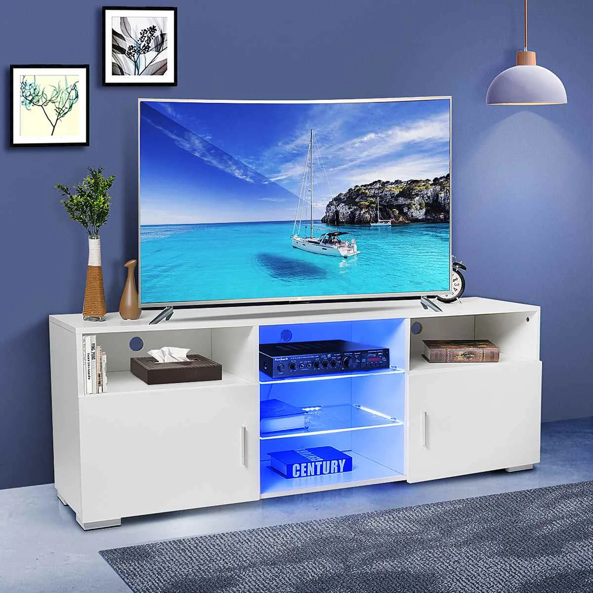 Modern RGB LED TV Stand Cabinet Living Room Furniture fit for up to 65inch TV Screens High Capacity TV Console for Living Room
Modern RGB LED TV Stand Cabinet Living Room Furniture fit for up to 65inch TV Screens High Capacity TV Console for Living Room