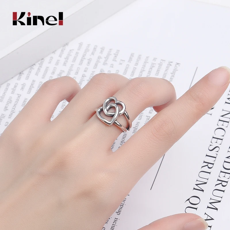 Kinel Hot New 925 Sterling Silver European And American Jewelry Love Heart Ring Retro Fashion Open Silver Ring Bijoux Femme
Kinel Hot New 925 Sterling Silver European And American Jewelry Love Heart Ring Retro Fashion Open Silver Ring Bijoux Femme