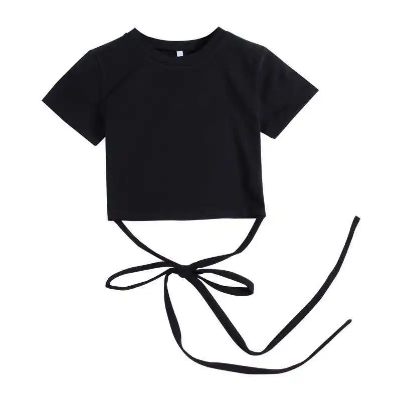 Tie T-shirt Summer New Crop Tops Women's Sexy Tight-fitting High-waist Jazz Dance Bandage Back Carefully Short Short-sleeved
Tie T-shirt Summer New Crop Tops Women's Sexy Tight-fitting High-waist Jazz Dance Bandage Back Carefully Short Short-sleeved
