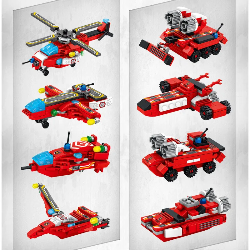 New 836pcs 8In1 City Fire Truck Car Robot Kit Transformation Building Blocks Sets 35 styles Boys Toys Bricks Children Gift
New 836pcs 8In1 City Fire Truck Car Robot Kit Transformation Building Blocks Sets 35 styles Boys Toys Bricks Children Gift