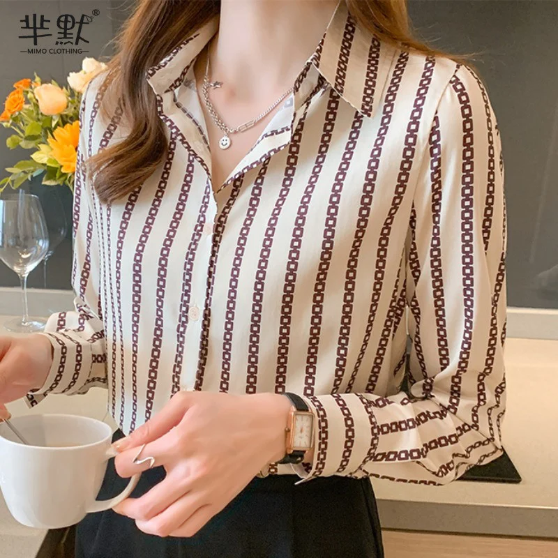 Striped Chiffon Shirt Ladies Autumn Clothes 2021 New Graceful Fashion Western Style Long Sleeve Professional Satin
Striped Chiffon Shirt Ladies Autumn Clothes 2021 New Graceful Fashion Western Style Long Sleeve Professional Satin