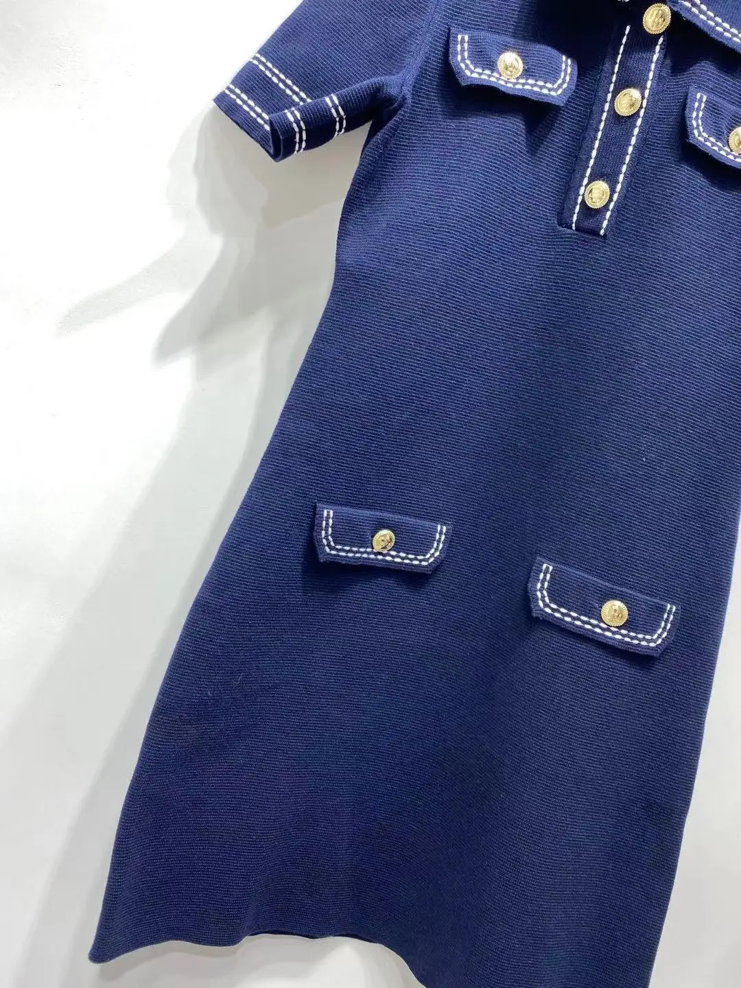 Women Dress 2021 Spring and Summer New Ladies Lapel Knitted Short Dress 
Women Dress 2021 Spring and Summer New Ladies Lapel Knitted Short Dress