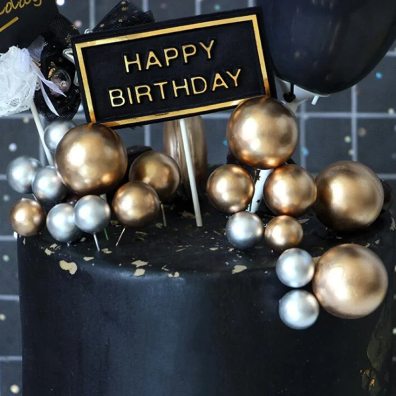 5 шт./лот золотой серебряный шар украшение для торта Топпер чашка дня рождения
