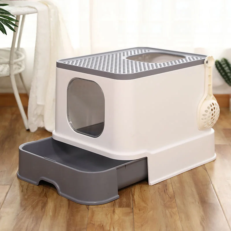 

Cat Litter Box Fully Enclosed Drawer Top-entry Cat Toilet Dog Potty Anti-splash Cat Tray with Scoop Pet Dog Bedpan Easy to Clea