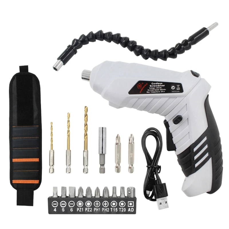 20 Pieces Mini Electric Screwdriver Combination Flexible Shaft Wristband No-load Rotation Speed 200r/min With 1300mA Set
20 Pieces Mini Electric Screwdriver Combination Flexible Shaft Wristband No-load Rotation Speed 200r/min With 1300mA Set