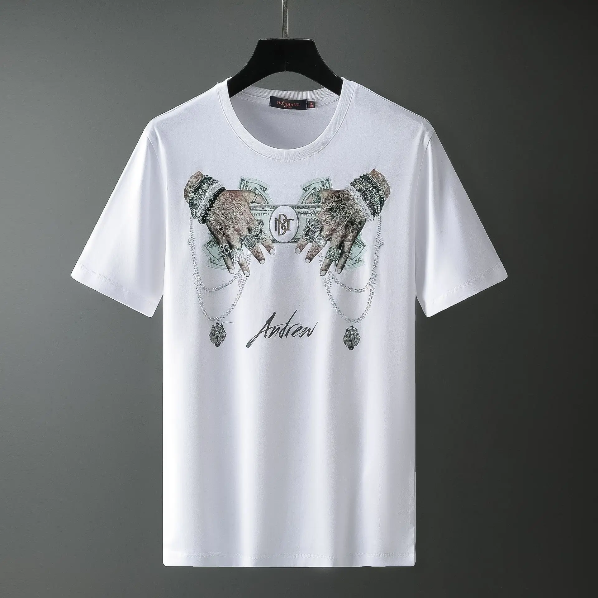 Men's 2021 Spring/Summer New T-shirt Hot Rhinestone Trend Personality Pattern Pure Cotton Men's Short Sleeve T-shirt
Men's 2021 Spring/Summer New T-shirt Hot Rhinestone Trend Personality Pattern Pure Cotton Men's Short Sleeve T-shirt