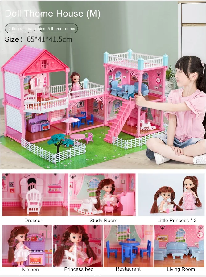 2020 New Princess House girls's present baby simulated villa toy Princess Castle for birthday's gift Pink House Doll theme house
2020 New Princess House girls's present baby simulated villa toy Princess Castle for birthday's gift Pink House Doll theme house