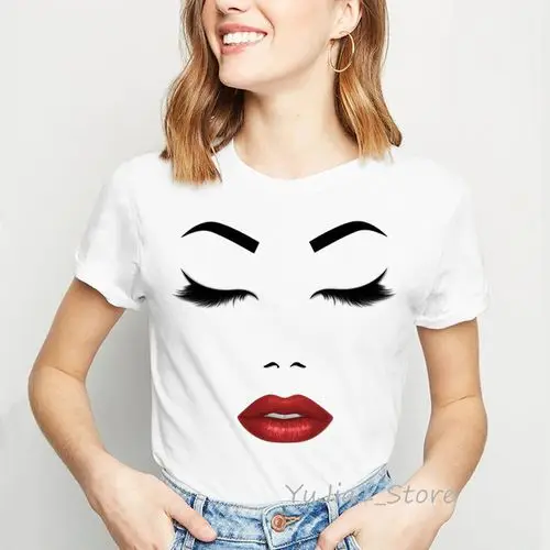 2020 New Shirts Women Princess Makeup Art Pink Eyelashes Print Vogue Top Female T-shirt Summer Harajuku Streetwear Short Clothes
2020 New Shirts Women Princess Makeup Art Pink Eyelashes Print Vogue Top Female T-shirt Summer Harajuku Streetwear Short Clothes