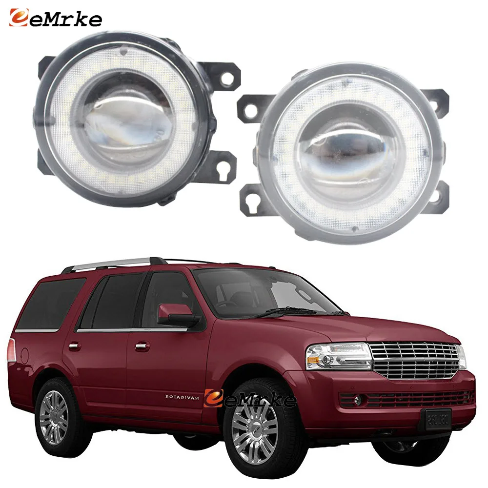 

2Pcs Car Lens LED Angel Eye Fog Lights DRL Daytime Running Light Lamp for Lincoln Navigator U326 U418 2007 2008 2009 2010-2014