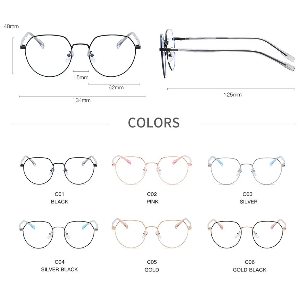 YAMEIZE Fashion Anti Blue Light Glasses Frame Myopia Optical Round Metal Frame Women Men Clear Lens Blue Blocking Eyewear Frames
YAMEIZE Fashion Anti Blue Light Glasses Frame Myopia Optical Round Metal Frame Women Men Clear Lens Blue Blocking Eyewear Frames