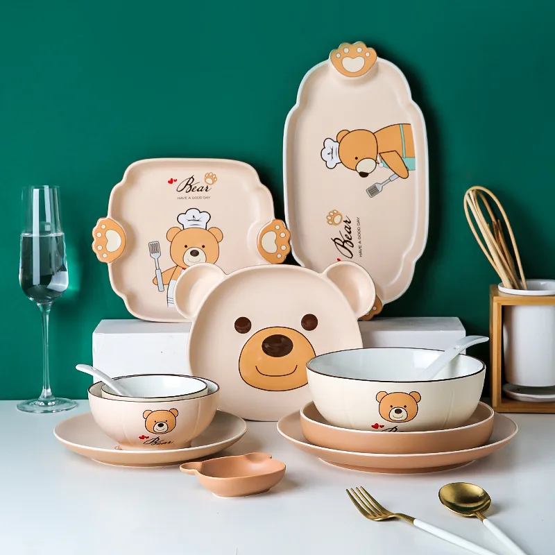 Bear Pattern Porcelain Kitchen Dinnerware Set Plates Bowls Rice Bowls Soup Spoon Dish Plate Porcelain Children Kids Dinner Set
Bear Pattern Porcelain Kitchen Dinnerware Set Plates Bowls Rice Bowls Soup Spoon Dish Plate Porcelain Children Kids Dinner Set