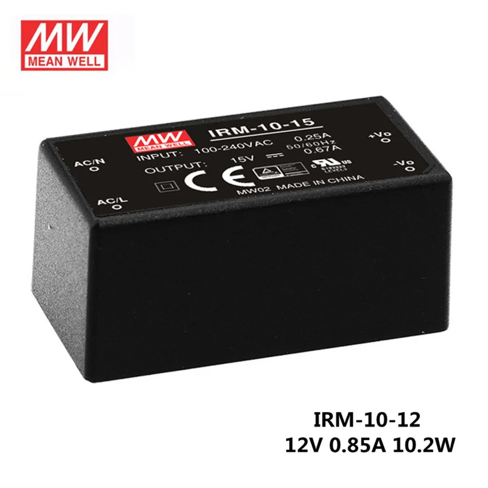 1pcs MEAN WELL IRM-10-12 12V 0.85A meanwell IRM-10 12V 10.2W Single Output Encapsulated Type
1pcs MEAN WELL IRM-10-12 12V 0.85A meanwell IRM-10 12V 10.2W Single Output Encapsulated Type