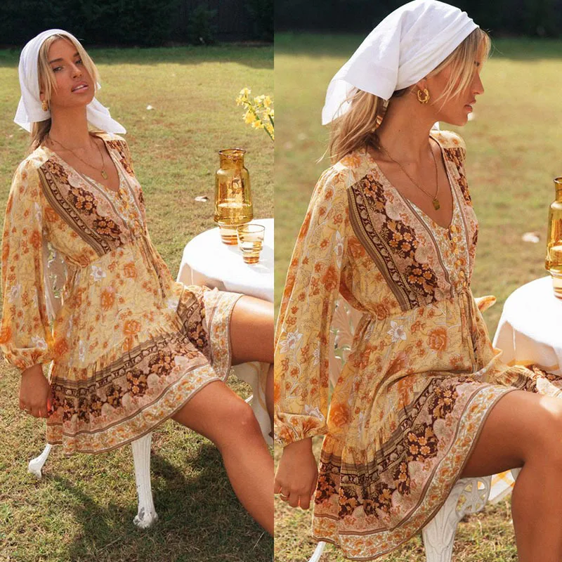 Bohemian Holiday Fall Fashion European American Sexy Dress Female Long Sleeve Casual Dress Beach Ladies Short Mini Dress
Bohemian Holiday Fall Fashion European American Sexy Dress Female Long Sleeve Casual Dress Beach Ladies Short Mini Dress