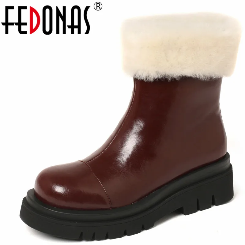 FEDONAS Winter Warm Women Ankle Boots Genuine Leather Round Toe Platforms Outdoor Causal Working Shoes Woman Fashion Concise
FEDONAS Winter Warm Women Ankle Boots Genuine Leather Round Toe Platforms Outdoor Causal Working Shoes Woman Fashion Concise