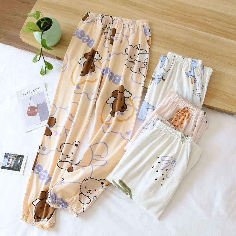 Sleeping pants women's knitting cotton pants spring autumn thin air conditioning pants can wear loose household pants in spring
Sleeping pants women's knitting cotton pants spring autumn thin air conditioning pants can wear loose household pants in spring