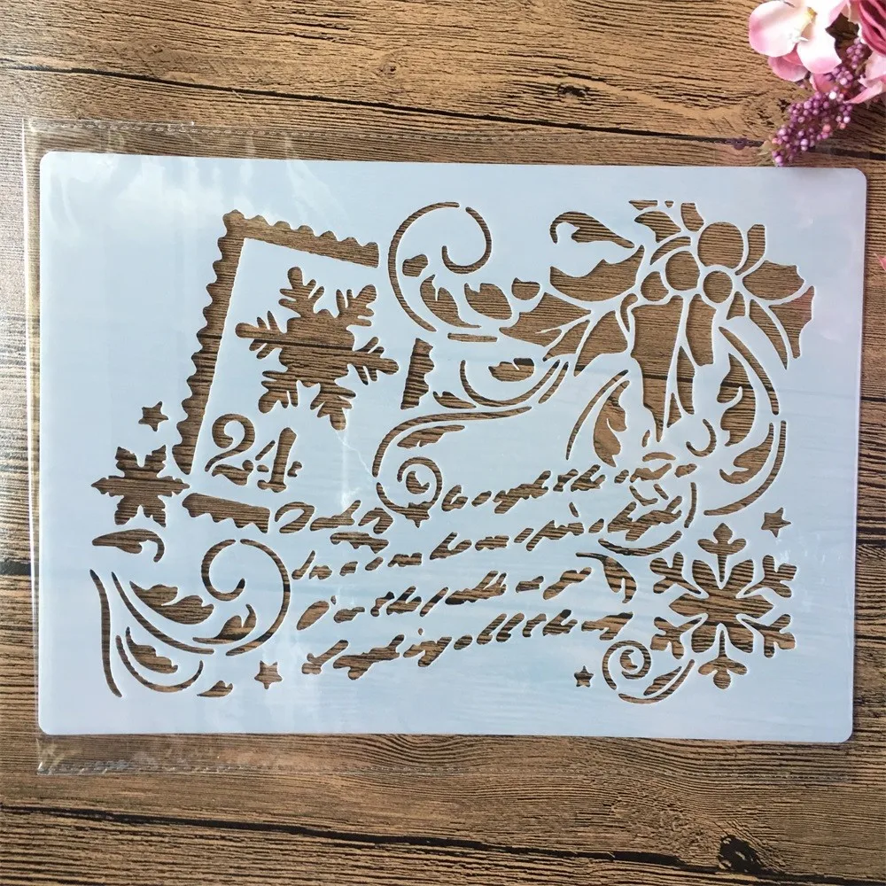 

A4 29cm Winter Snowflake Stamp DIY Layering Stencils Wall Painting Scrapbook Coloring Embossing Album Decorative Template