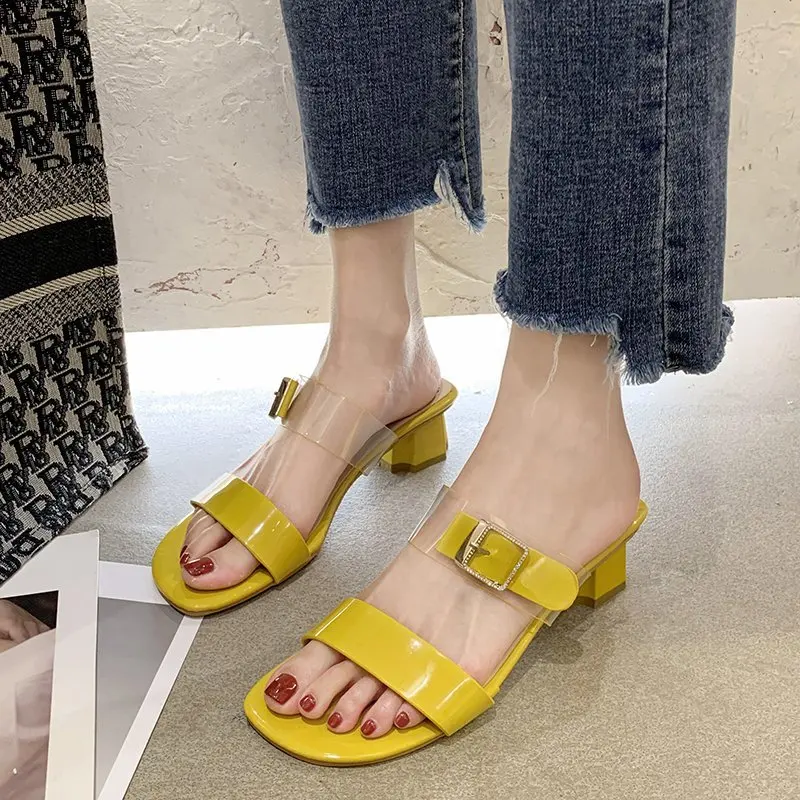 High Heel Slippers Women Transparent PVC Open Toe Slippers Women Shoes Summer Elegant Thick Heel Slides Zapatos Mujer
High Heel Slippers Women Transparent PVC Open Toe Slippers Women Shoes Summer Elegant Thick Heel Slides Zapatos Mujer