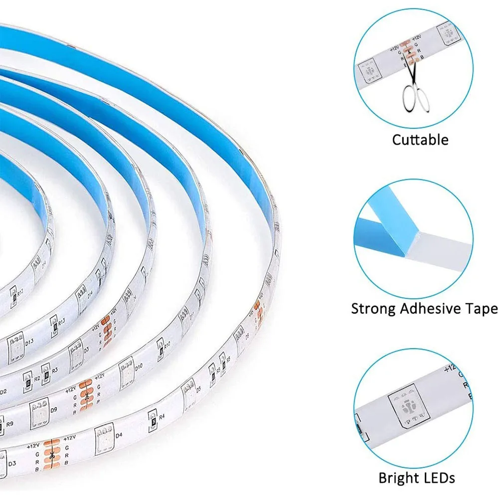 LED Strip Lights 5M RGB 5050 SMD Flexible Tape Lamp Ribbon Waterproof RGB LED Light 10M Tape Diode DC 12V Remote Control
LED Strip Lights 5M RGB 5050 SMD Flexible Tape Lamp Ribbon Waterproof RGB LED Light 10M Tape Diode DC 12V Remote Control