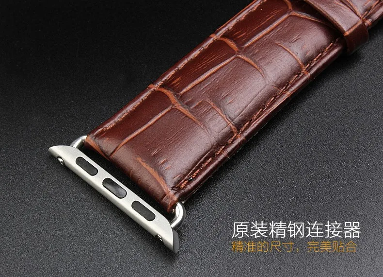 Ремешок кожаный для Apple Watch Band 38 42 40 44 мм браслет с крокодиловым узором iwatch se Series