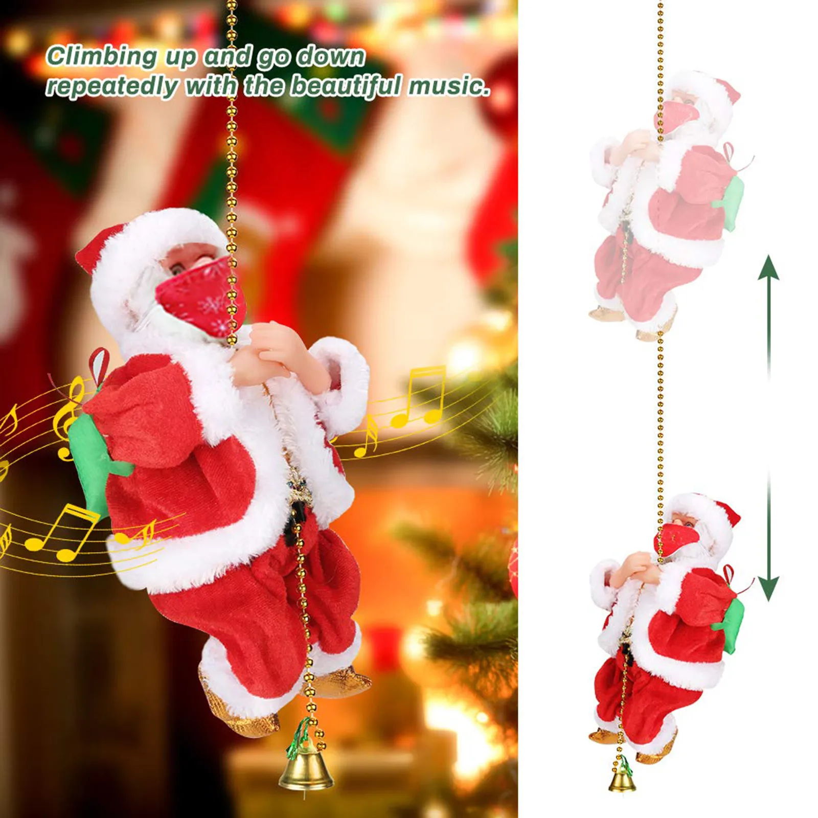 

Кукла Санта-Клаус, электрическая игрушка для скалолазания, Ползания вверх и вниз, Рождественский кулон для рождественской вечеринки, подар...