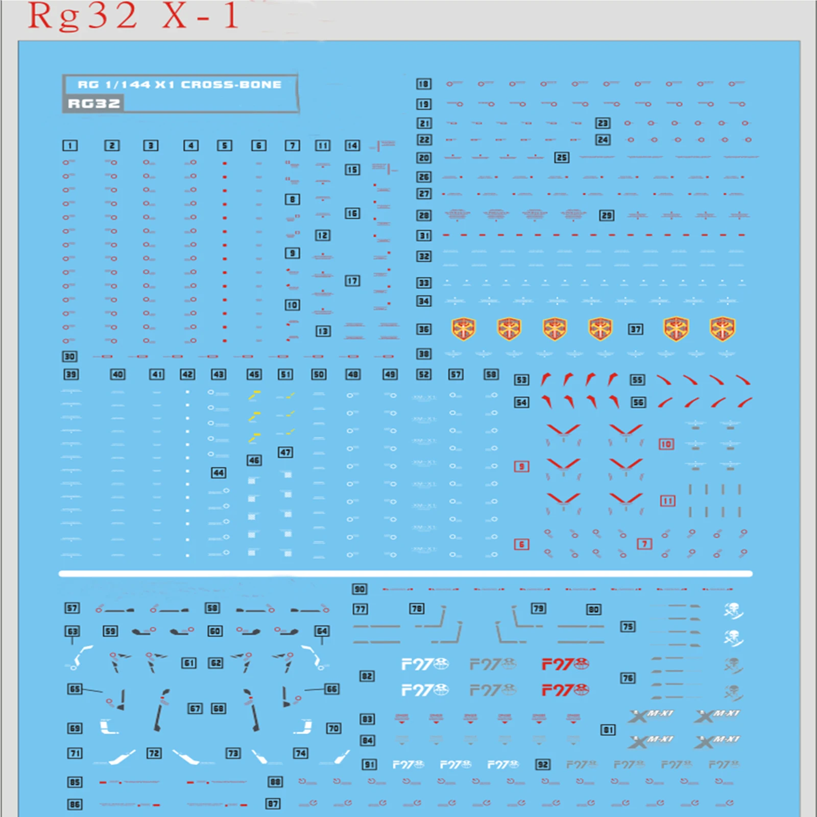 

Model Stickers Creative DIY Water Decal Stickers for RG 1/144 X1 Crossbone Gundam X1