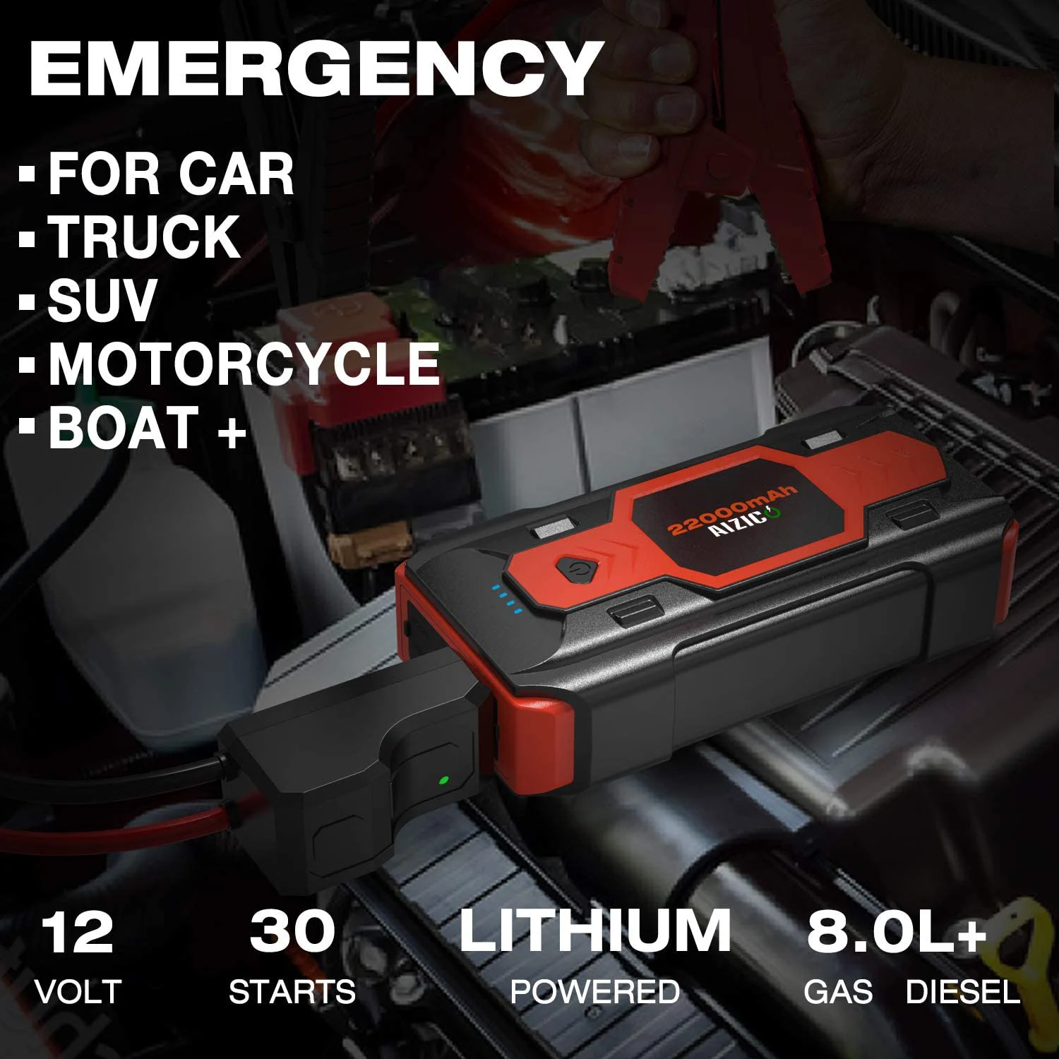 2500A Jump Starter Power Bank 22000mAh Portable Battery Station For 8L Gas/Diesel Car Emergency Booster Starting Device
2500A Jump Starter Power Bank 22000mAh Portable Battery Station For 8L Gas/Diesel Car Emergency Booster Starting Device