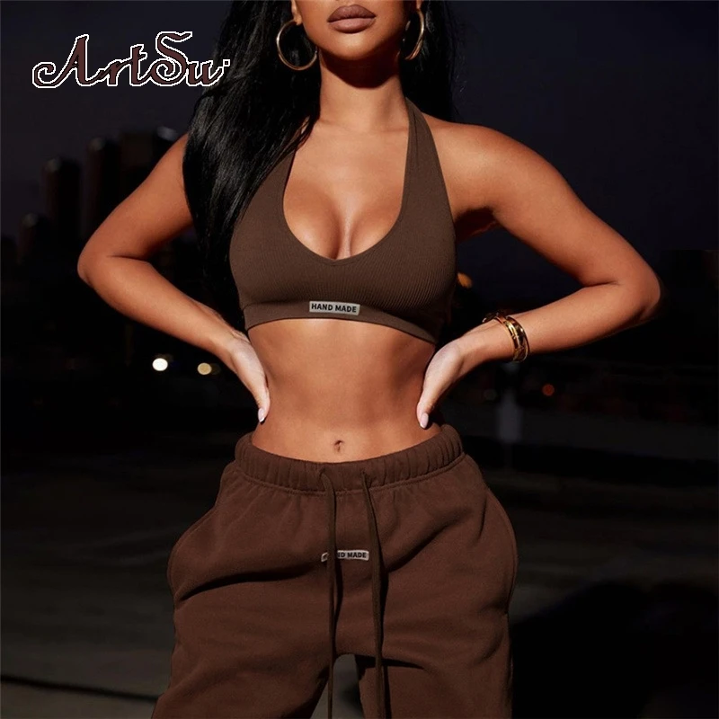 Artsu Solid Tracksuit Women Halter Vest Crop Tops Drawstring Sweatpants High Waist Trousers Outfit Autumn Winter Casual Two Pi
Artsu Solid Tracksuit Women Halter Vest Crop Tops Drawstring Sweatpants High Waist Trousers Outfit Autumn Winter Casual Two Pi