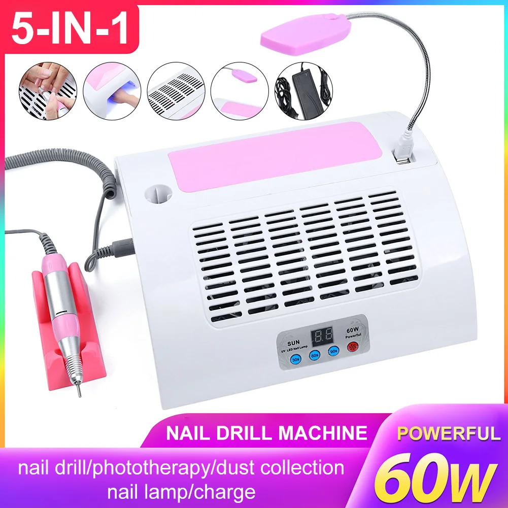 5-in-1 30000rpm Nail Drill Machine with Dust Collector LED Lamp Rechargeable Electric Nail Machine for Acrylic Nail Gel
5-in-1 30000rpm Nail Drill Machine with Dust Collector LED Lamp Rechargeable Electric Nail Machine for Acrylic Nail Gel