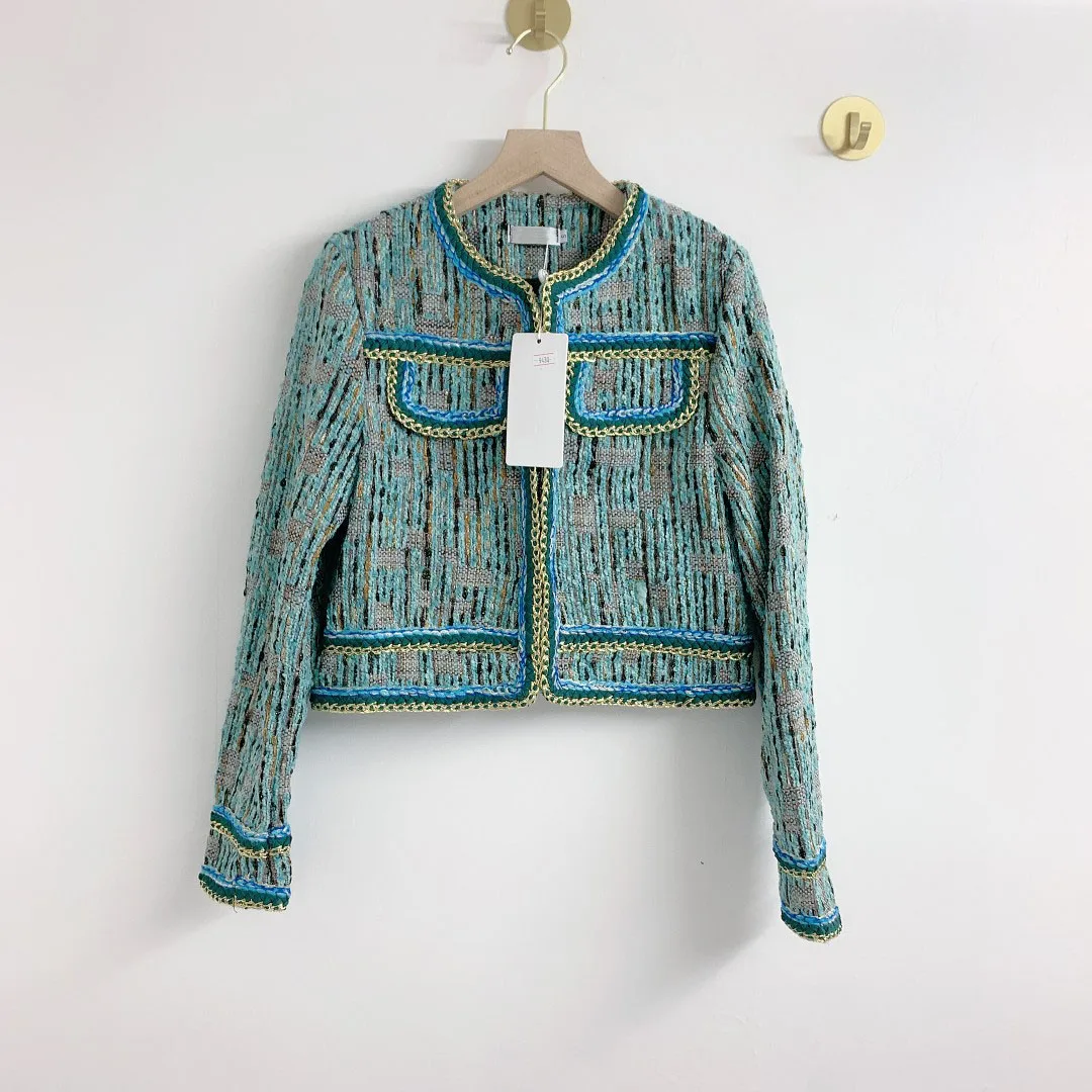 Женская твидовая куртка с круглым вырезом, короткая куртка в уличном стиле, модель CC0816165 на весну и осень, 2021 
Женская твидовая куртка с круглым вырезом, короткая куртка в уличном стиле, модель CC0816165 на весну и осень, 2021