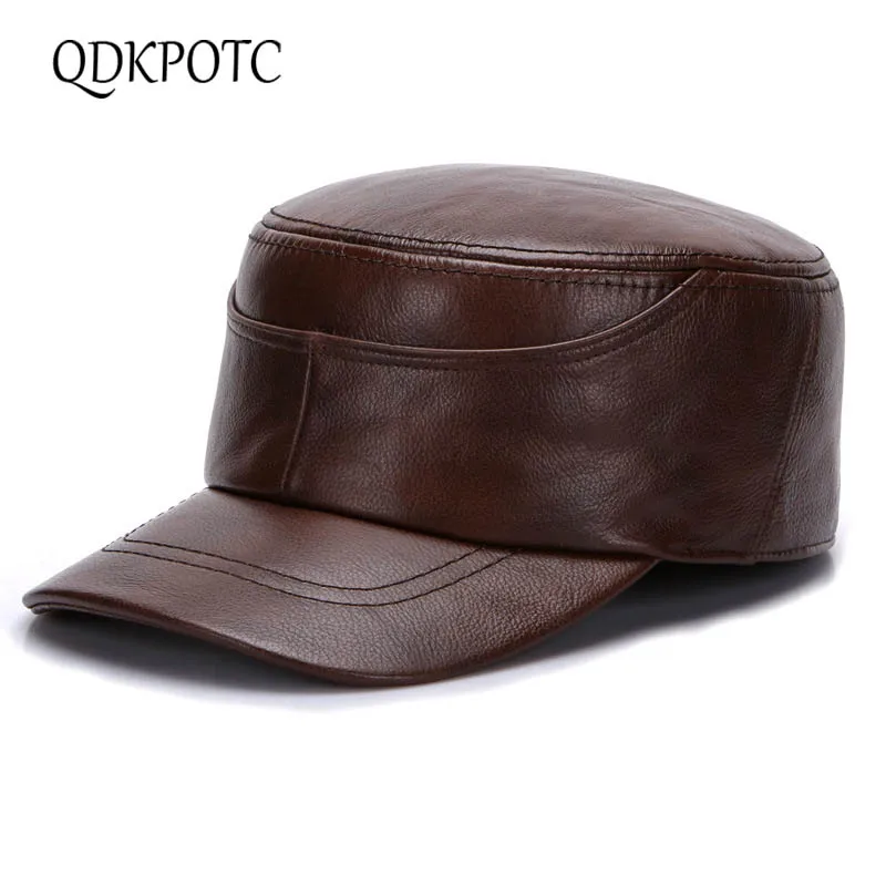 QDKPOTC High Quality Men Genuine Leather Hat Cowhide Military Hats Autumn Winter Keep Warm Flat Cap Leisure Fashion Dad Caps
QDKPOTC High Quality Men Genuine Leather Hat Cowhide Military Hats Autumn Winter Keep Warm Flat Cap Leisure Fashion Dad Caps