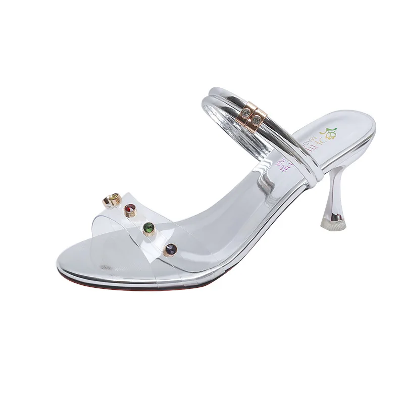 Сандалии женские на высоком каблуке, босоножки с кристаллами, без застежки, с открытым носком, модные шлепанцы-гладиаторы, лето
Сандалии женские на высоком каблуке, босоножки с кристаллами, без застежки, с открытым носком, модные шлепанцы-гладиаторы, лето