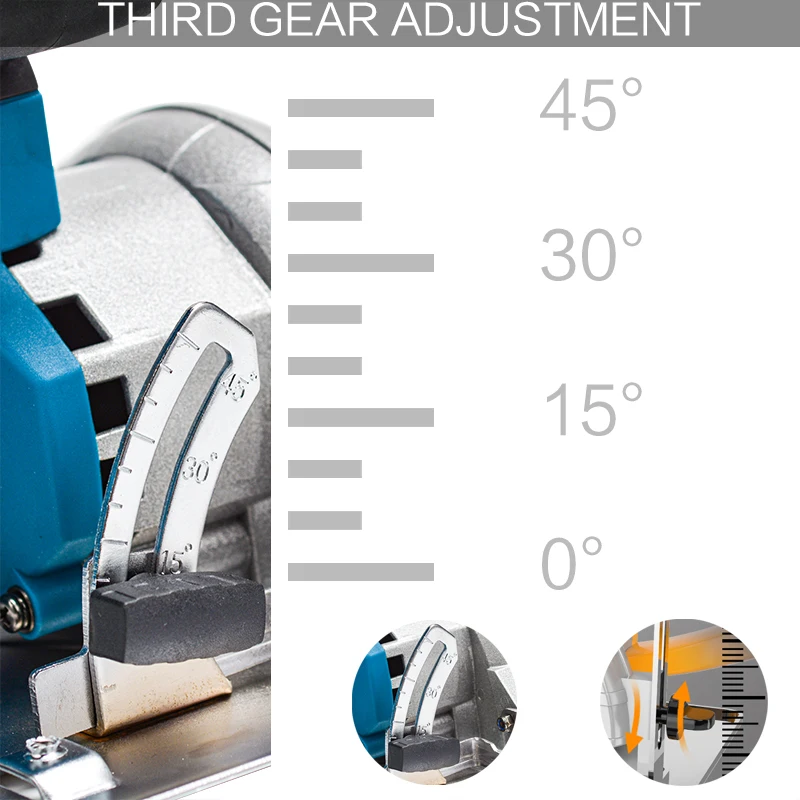 125mm 10800RPM Cordless Electric Circular Wood Cutter 0 to 45 Adjustable Curved Cutting Sawing Machine for 18V Makita Battery
125mm 10800RPM Cordless Electric Circular Wood Cutter 0 to 45 Adjustable Curved Cutting Sawing Machine for 18V Makita Battery