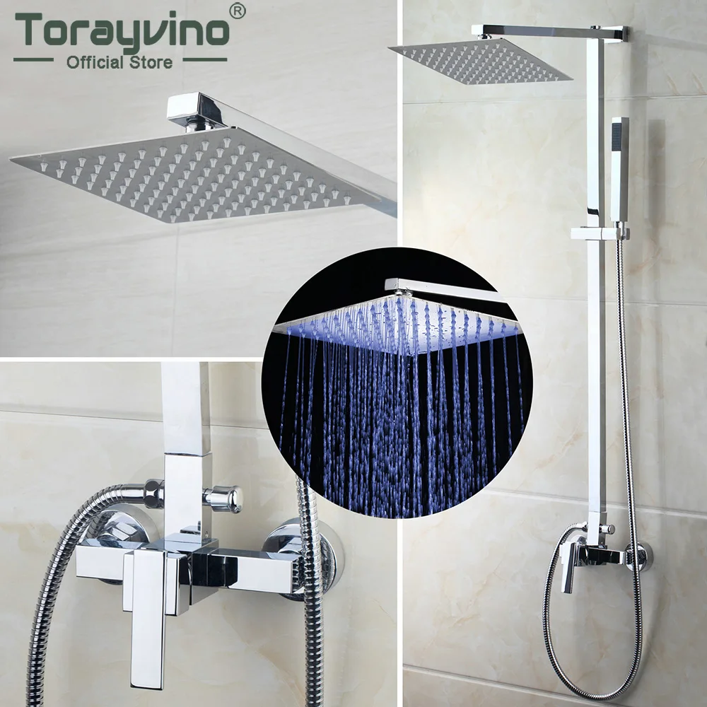 Torayvino LED Chrome Polish 8 Inch Rainfall Shower Head Bathroom Shower Faucet Set With Adjust Height Handheld Wall Mounted Tap
Torayvino LED Chrome Polish 8 Inch Rainfall Shower Head Bathroom Shower Faucet Set With Adjust Height Handheld Wall Mounted Tap