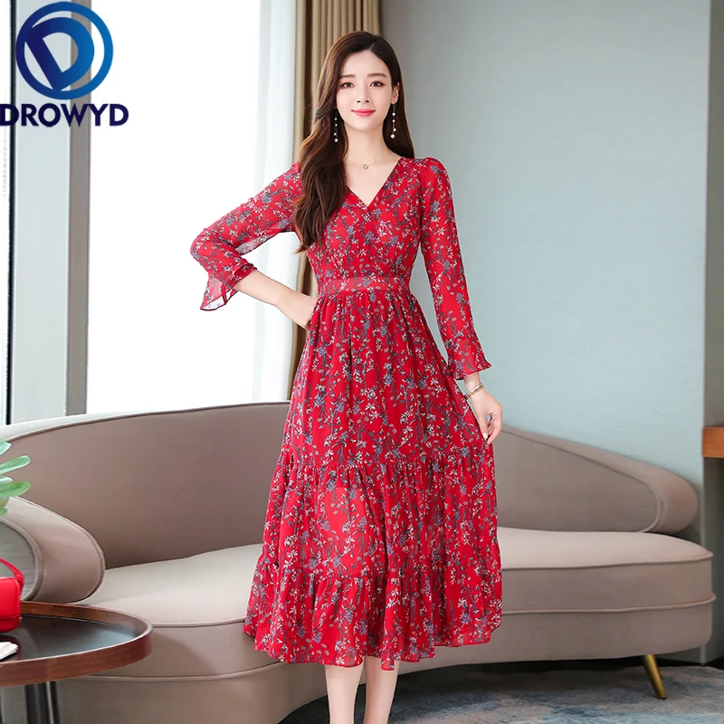 Autumn Red Floral Midi Dress for Women Boho Casual Slim Long Sleeve V-neck Print Dress Fashion Holiday Party Dresses Vestidos
Autumn Red Floral Midi Dress for Women Boho Casual Slim Long Sleeve V-neck Print Dress Fashion Holiday Party Dresses Vestidos
