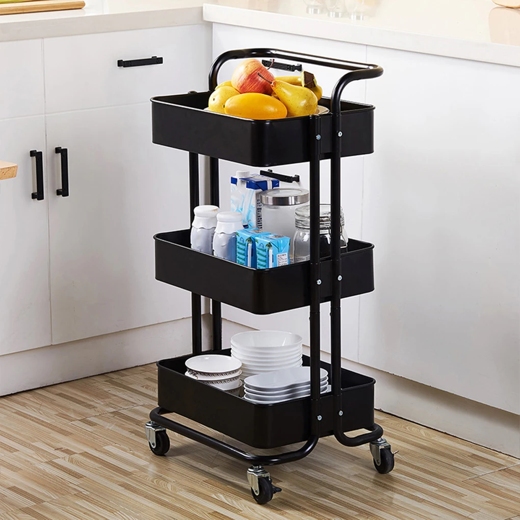 3-Tier Home Kitchen Storage Utility Cart with Handle Multifunction Storage Rolling Service Cart 
3-Tier Home Kitchen Storage Utility Cart with Handle Multifunction Storage Rolling Service Cart