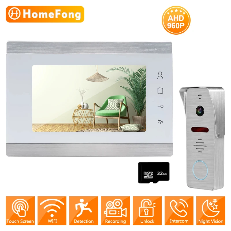 

HomeFong Wifi Intercom Video Door Phone Smart IP AHD 960P Doorbell Camera with Motion Record IR Cut for Apartment Villa Home