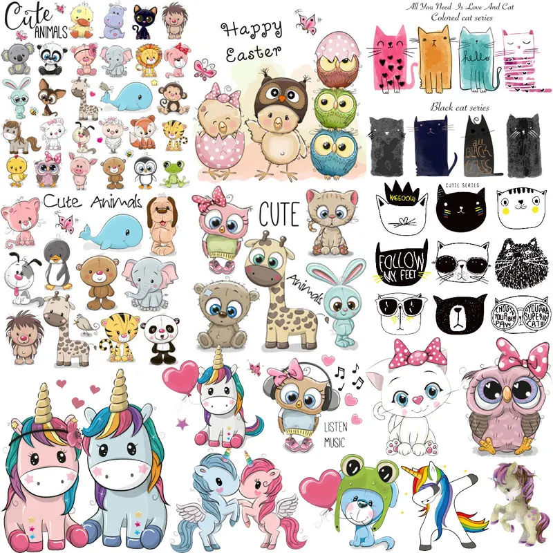 Iron on Cute Animal Patches Set for Clothing DIY T-shirt Applique Vinyl Unicorn Owl Cat Heat Transfer Clothes Thermal Stickers F
Iron on Cute Animal Patches Set for Clothing DIY T-shirt Applique Vinyl Unicorn Owl Cat Heat Transfer Clothes Thermal Stickers F