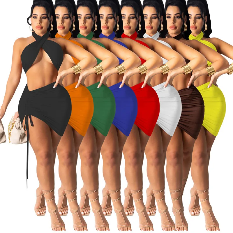 WJFZQM Sleeveless Sexy Halter Off Shoulder Crop Top 2 piece Skirt Set Summer Hollow Out Drawstring Ruched Skirt Women Yellow New
WJFZQM Sleeveless Sexy Halter Off Shoulder Crop Top 2 piece Skirt Set Summer Hollow Out Drawstring Ruched Skirt Women Yellow New