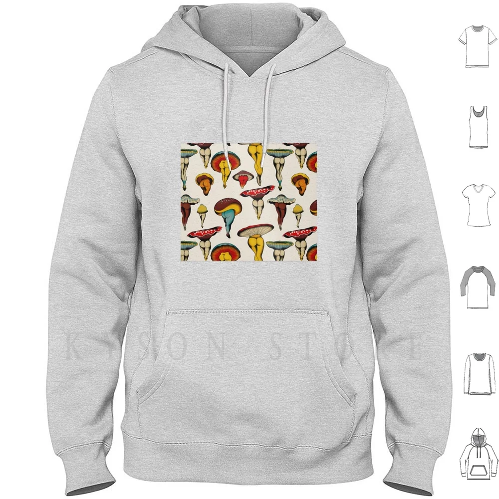 

Mushroom Sexy Poster Hoodie long sleeve Tattoo Flash Mushrooms Butt Cute Sexy Funny Vegan Botanical