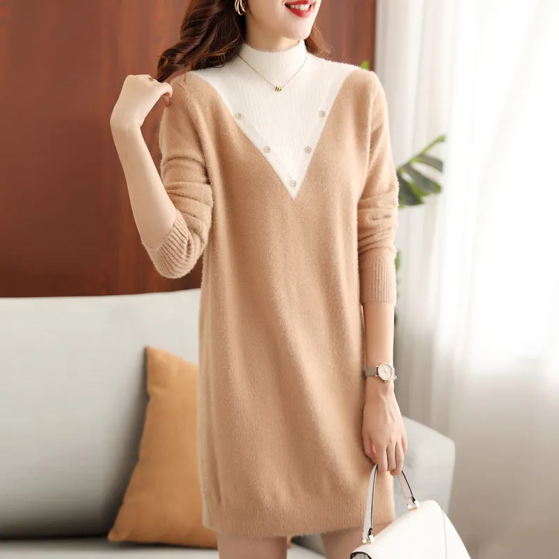 Imitation Mink Velvet Mid-length Color-blocking Sweater Women Autumn/winter 2022 New Loose Western Style Casual Top
Imitation Mink Velvet Mid-length Color-blocking Sweater Women Autumn/winter 2022 New Loose Western Style Casual Top